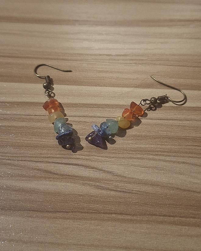 Chakra oorhangers brons